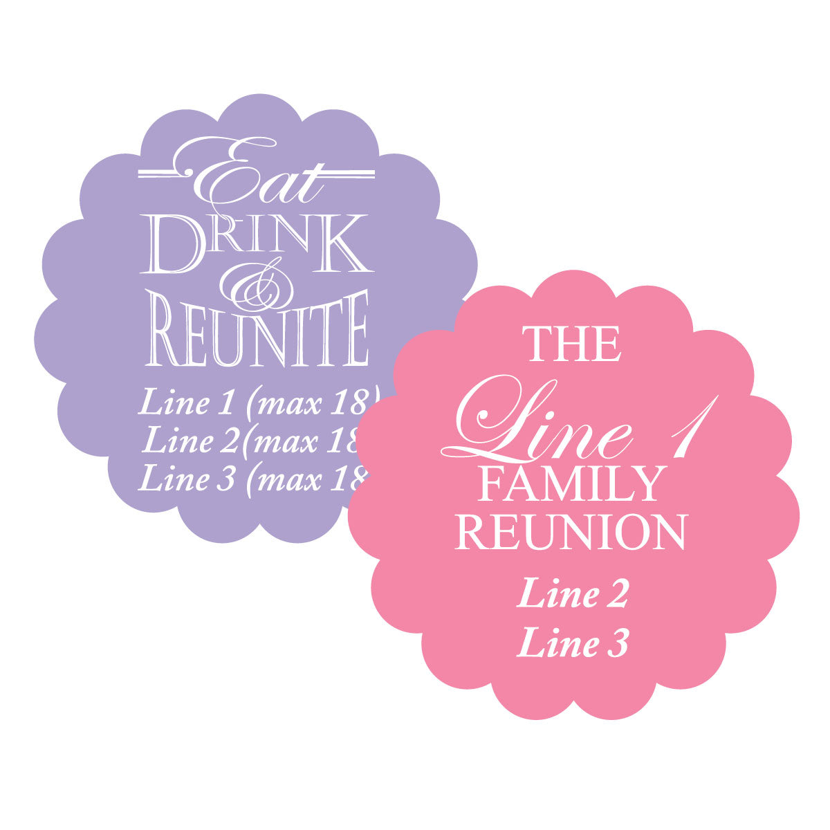Family Reunion Personalized Scalloped Circle Labels (Set of 24)