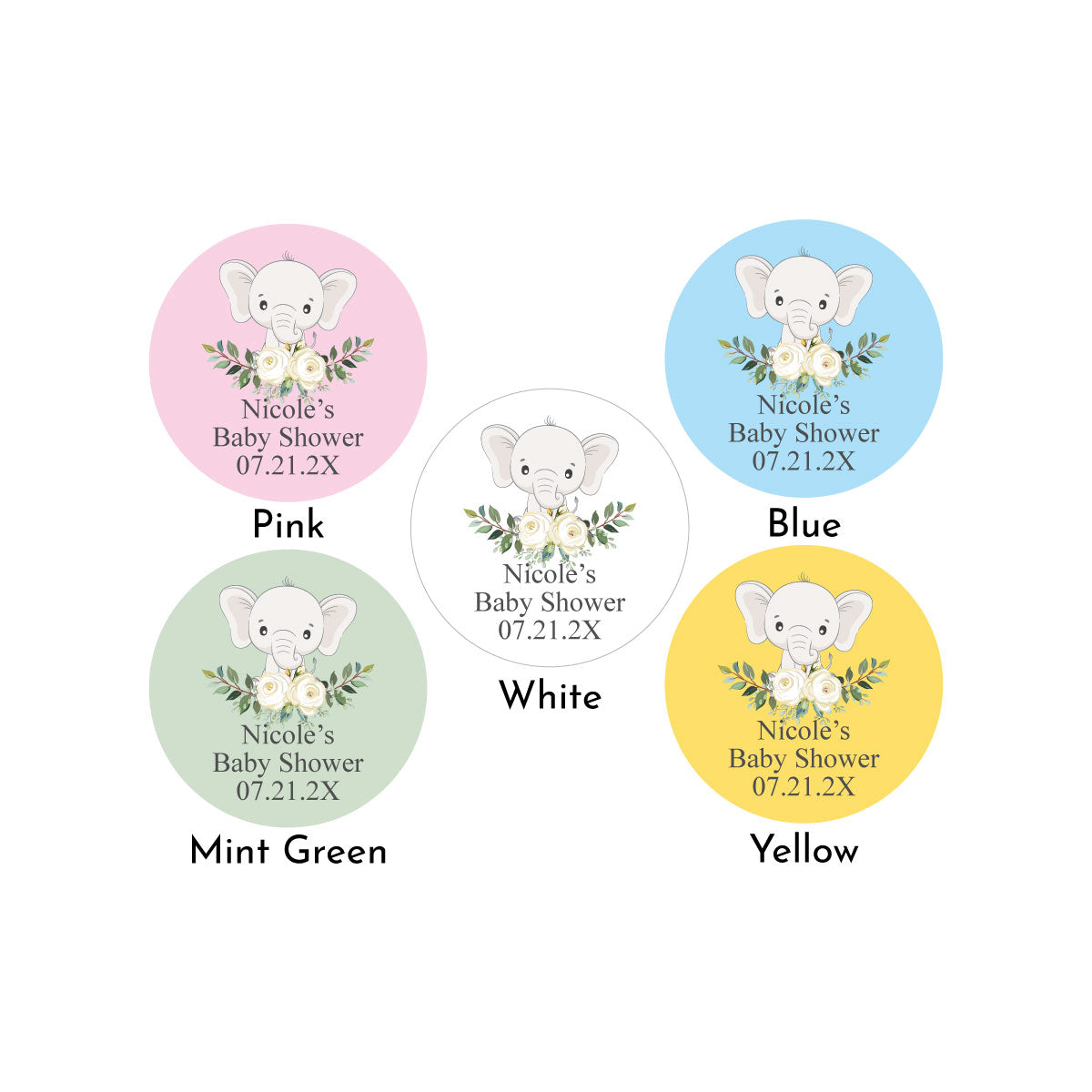 Baby Elephant Personalized Loop Sanitizer Labels (Set of 20)