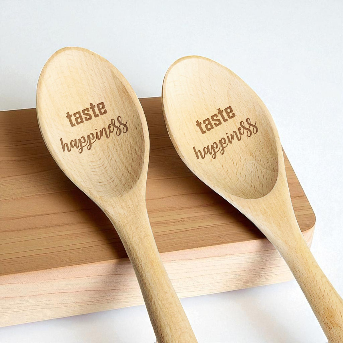 Taste Happiness Engraved Wooden Spoon