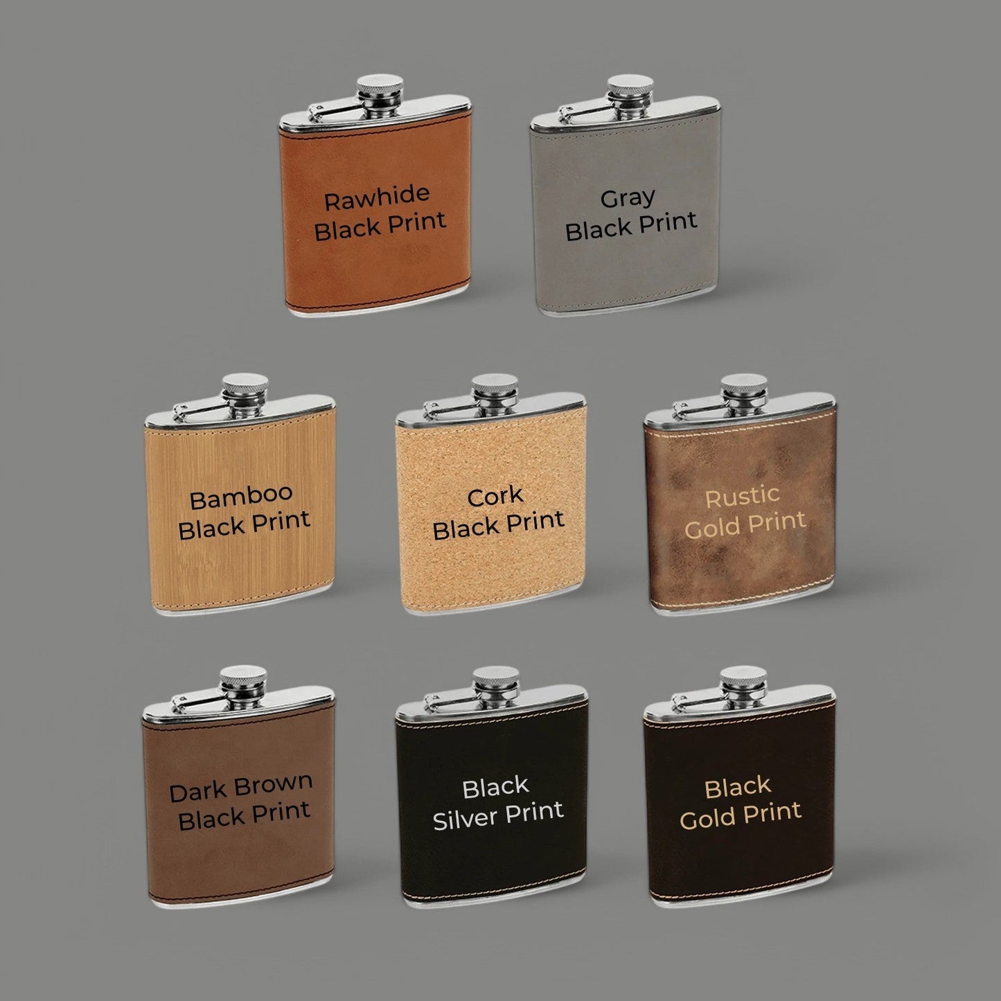 Football Personalized Leather Wrapped Flask