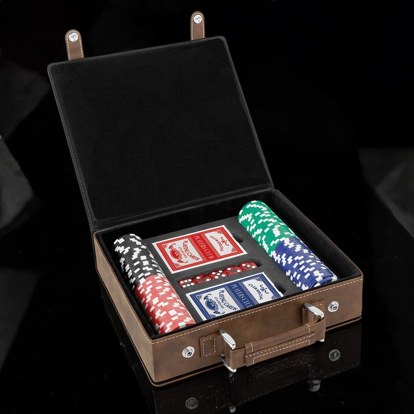 Football Personalized Leather Poker Gift Set