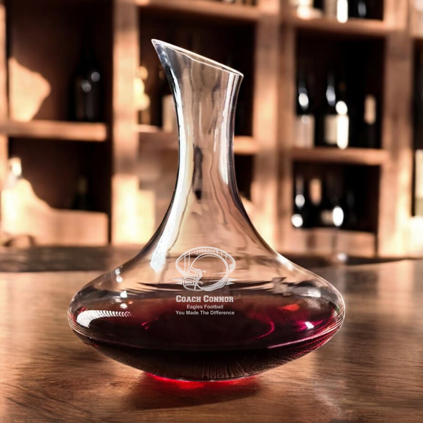 Football Personalized Wine Decanter with Wine Glass Set