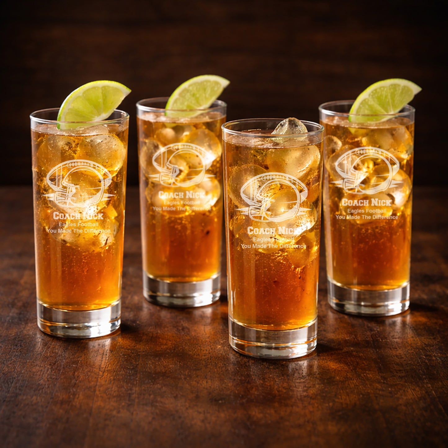 Football Engraved Highball Glass