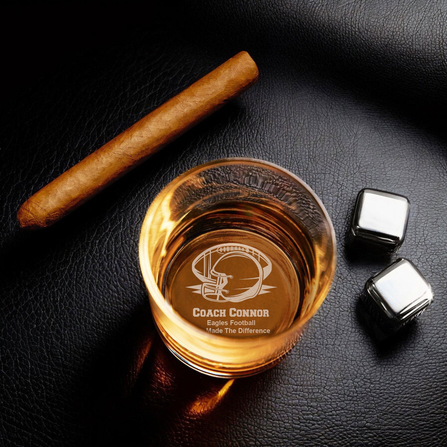 Football Personalized Rocks Whiskey Glass