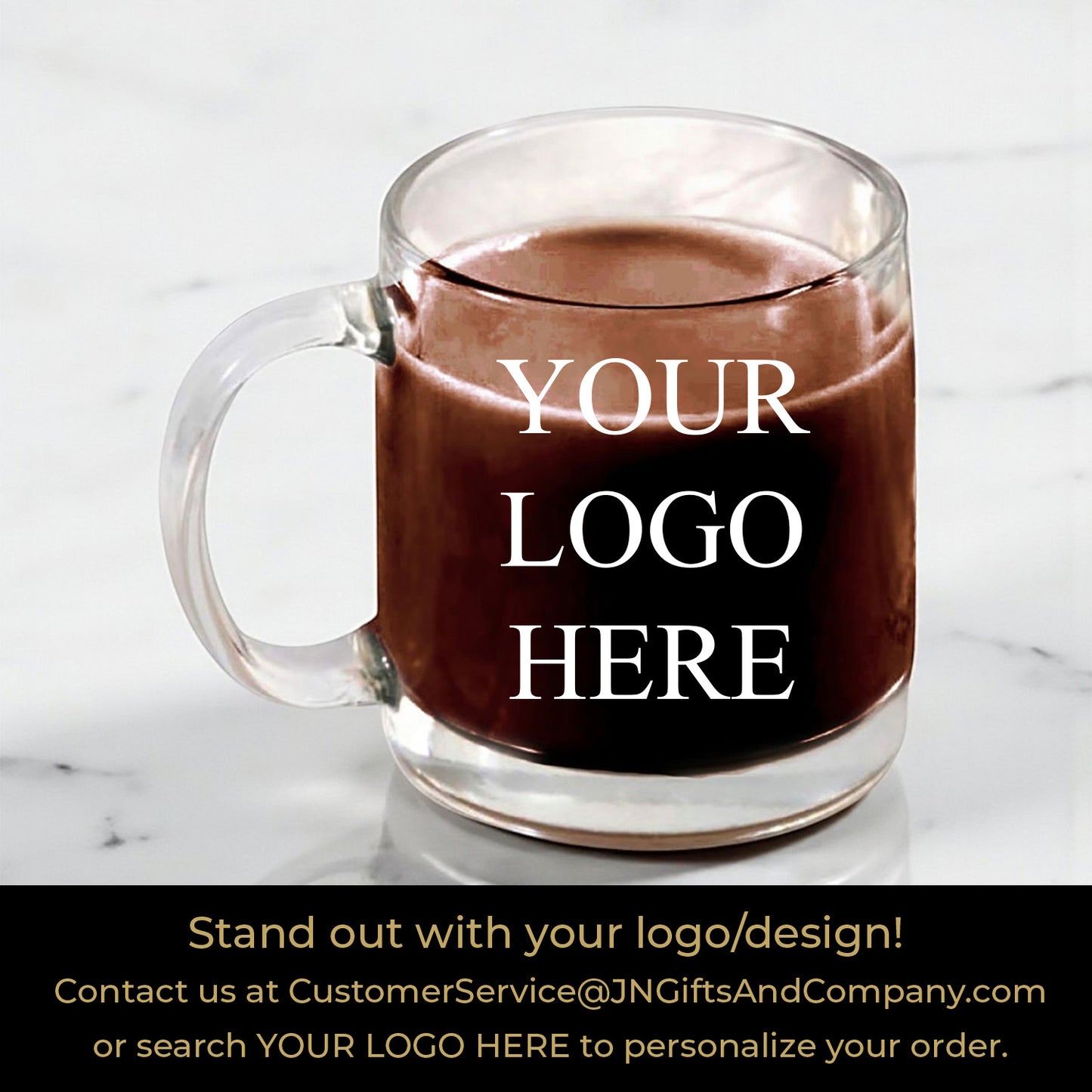 Holiday Personalized Clear Glass Coffee Mug (Set of 18)