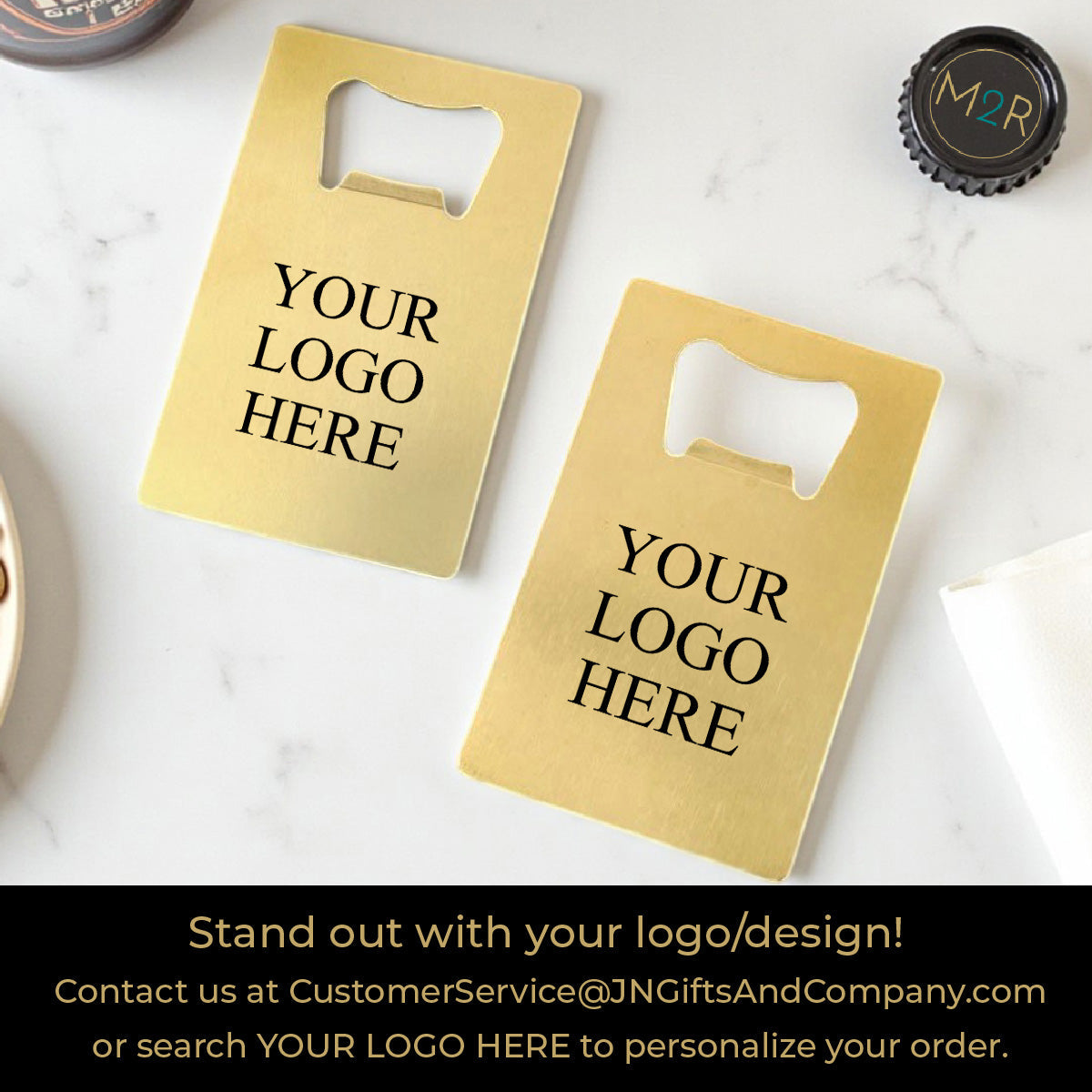 Bridal Shower Personalized Gold Credit Card Bottle Opener (Set of 24)