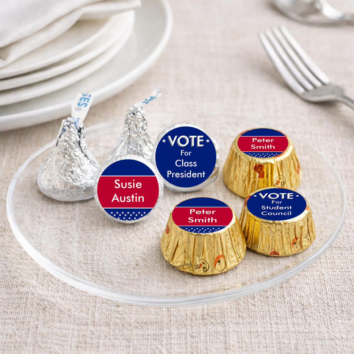 Vote Election Personalized Kisses & Reese's Candy Labels (Set of 100)