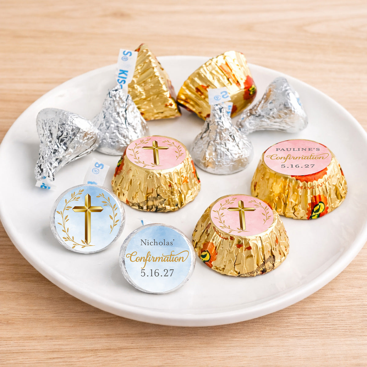 Confirmation Personalized Kisses & Reese's Candy Labels (Set of 100)