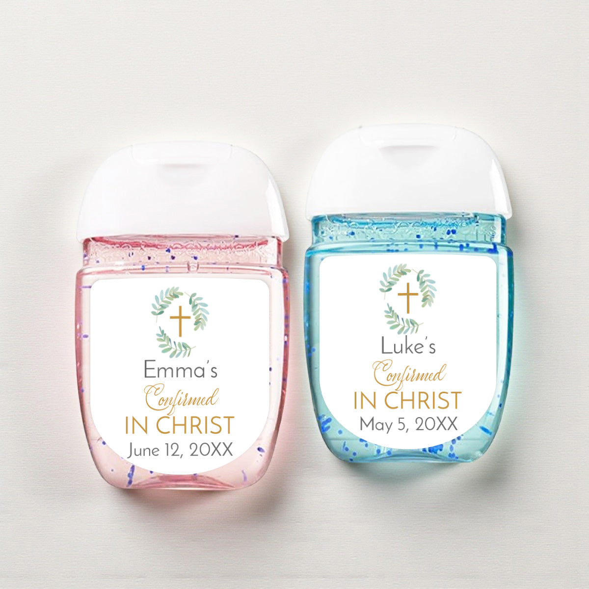 Confirmed In Christ Personalized Loop Sanitizer Labels (Set of 20)