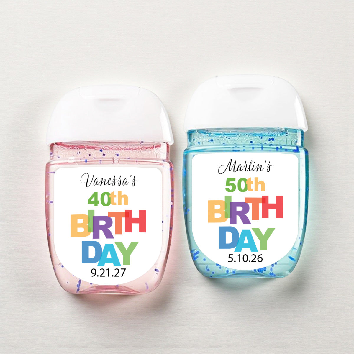 Colorful Birthday Personalized Loop Sanitizer Labels (Set of 20)