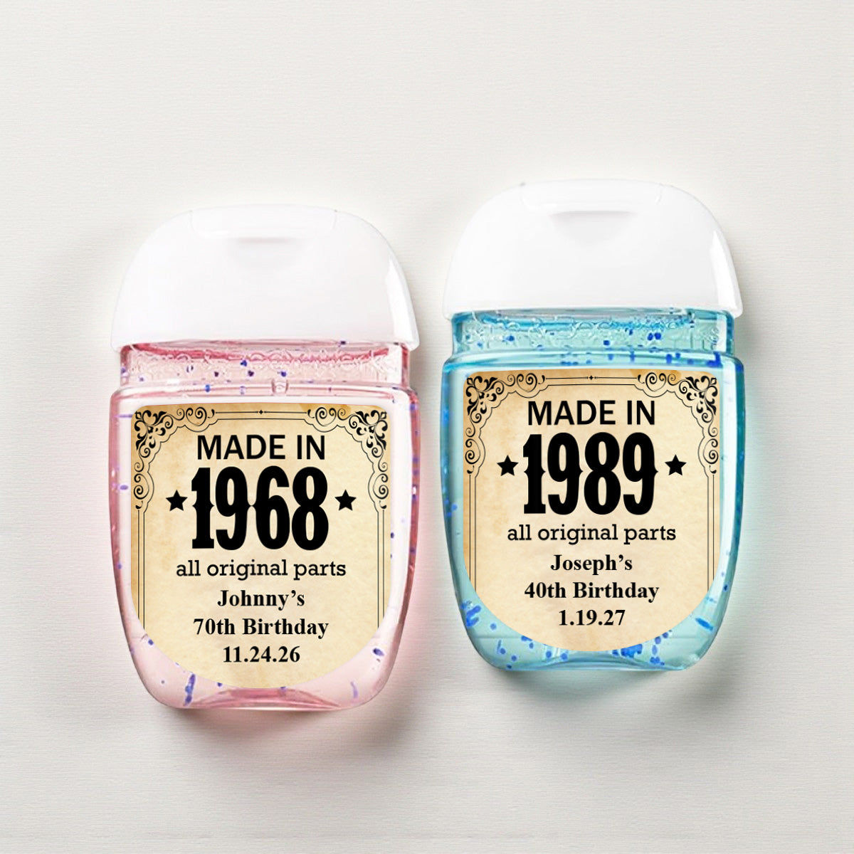 Made In Year All Original Parts Personalized Loop Sanitizer Labels (Set of 20)