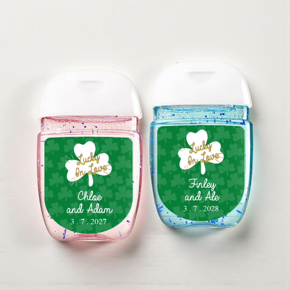 Lucky In Love Shamrock Personalized Loop Sanitizer Labels (Set of 20)