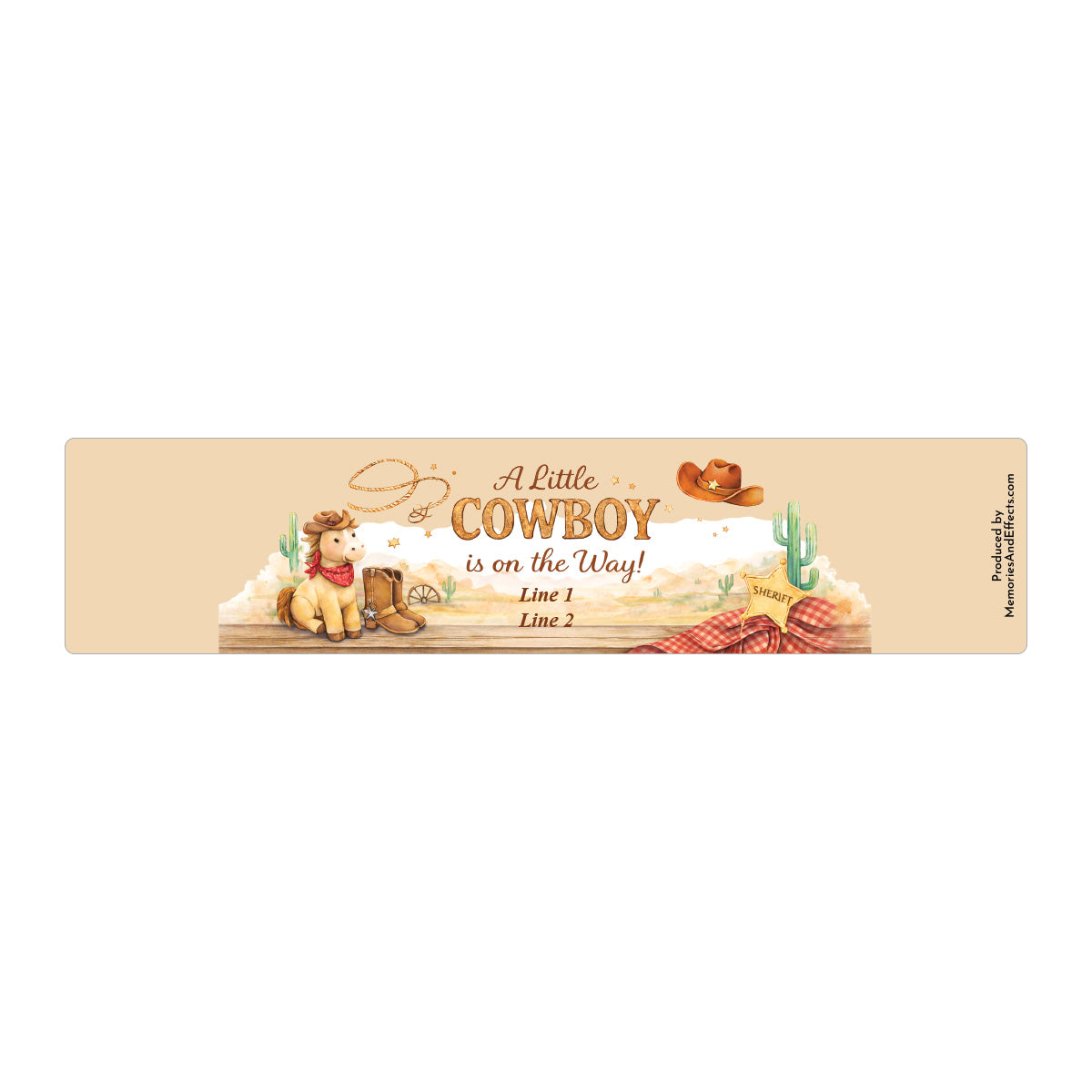 A Little Cowboy is on the Way Wild West Rodeo Personalized Water Bottle Labels (Set of 12)