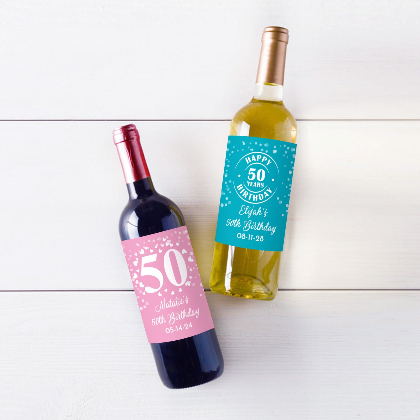 50th Birthday Personalized Wine Labels (Set of 12)