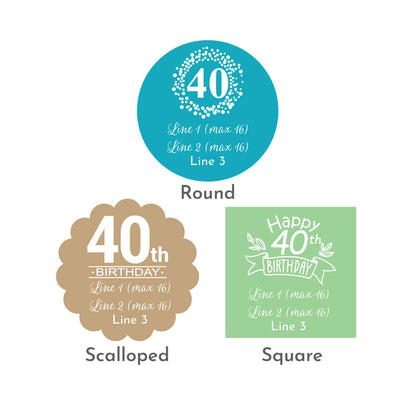 40th Birthday Personalized Favor Labels (Set of 24)
