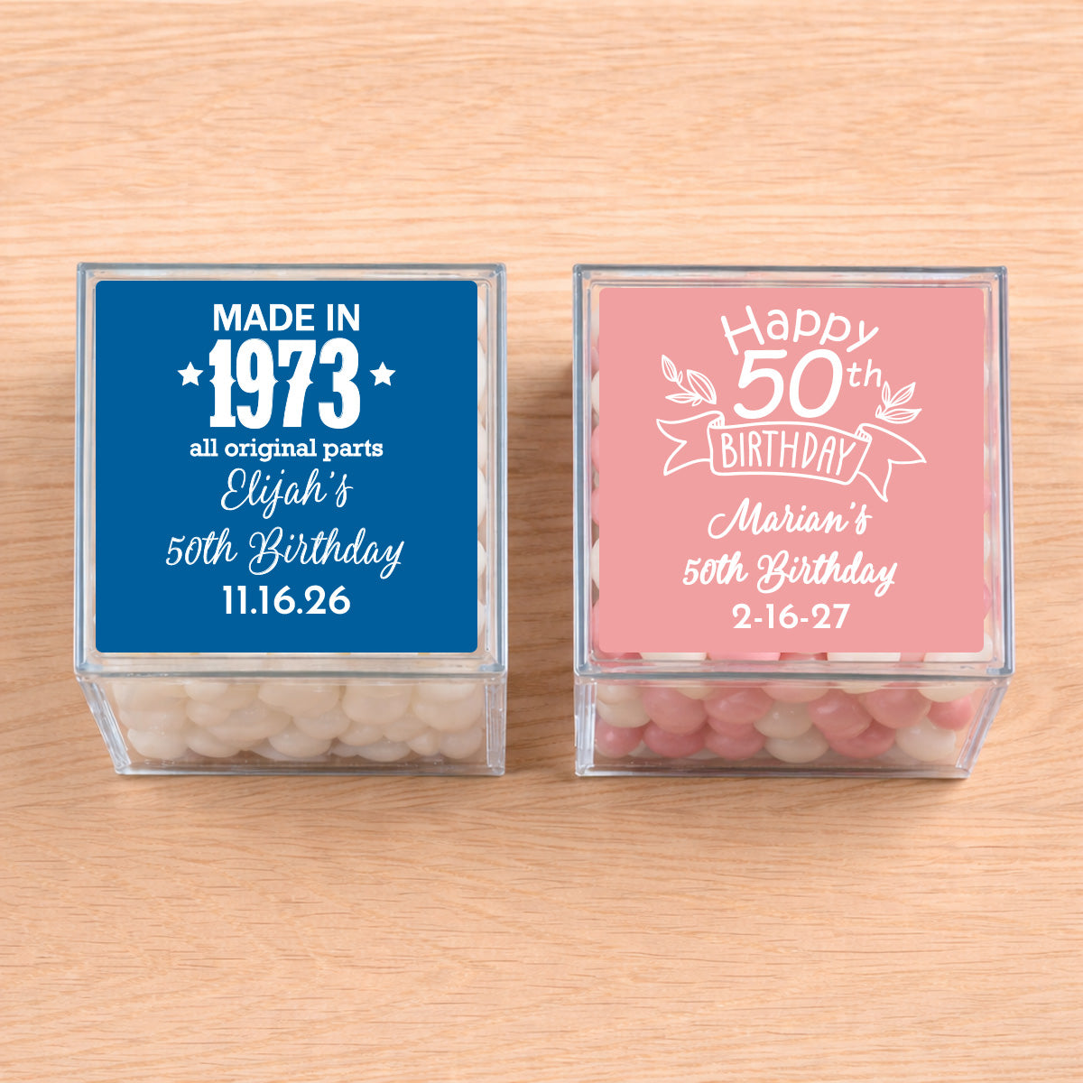 50th Birthday Personalized Square Favor Labels (Set of 24)