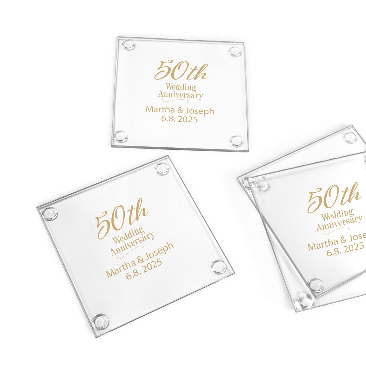 50th Anniversary Personalized Glass Coaster (Set of 24)