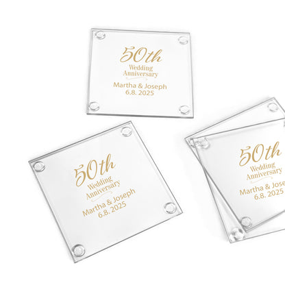 50th Anniversary Personalized Glass Coaster (Set of 24)