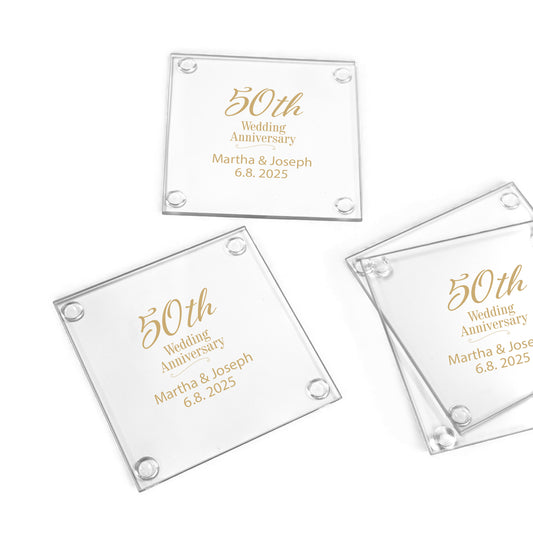 50th Anniversary Personalized Glass Coaster (Set of 24)