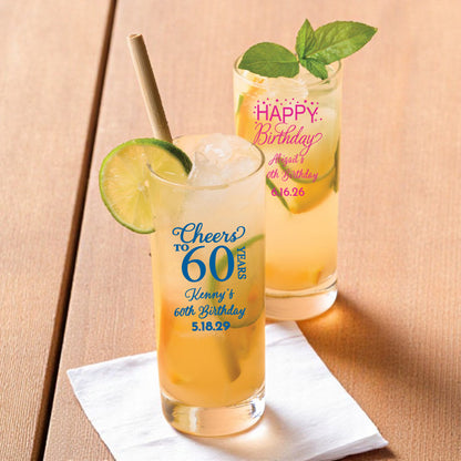 60th Birthday Personalized Tall Shot Glass (Set of 24)