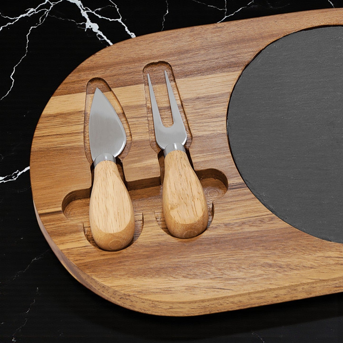 Football Personalized Oval Slate & Wood Cheese Board
