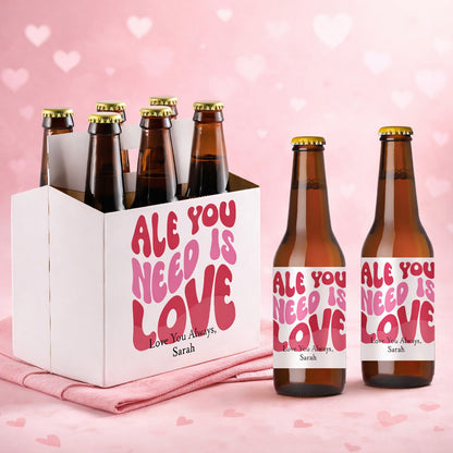 Ale You Need is Love Personalized Beer Bottle Labels & Bottle Carrier