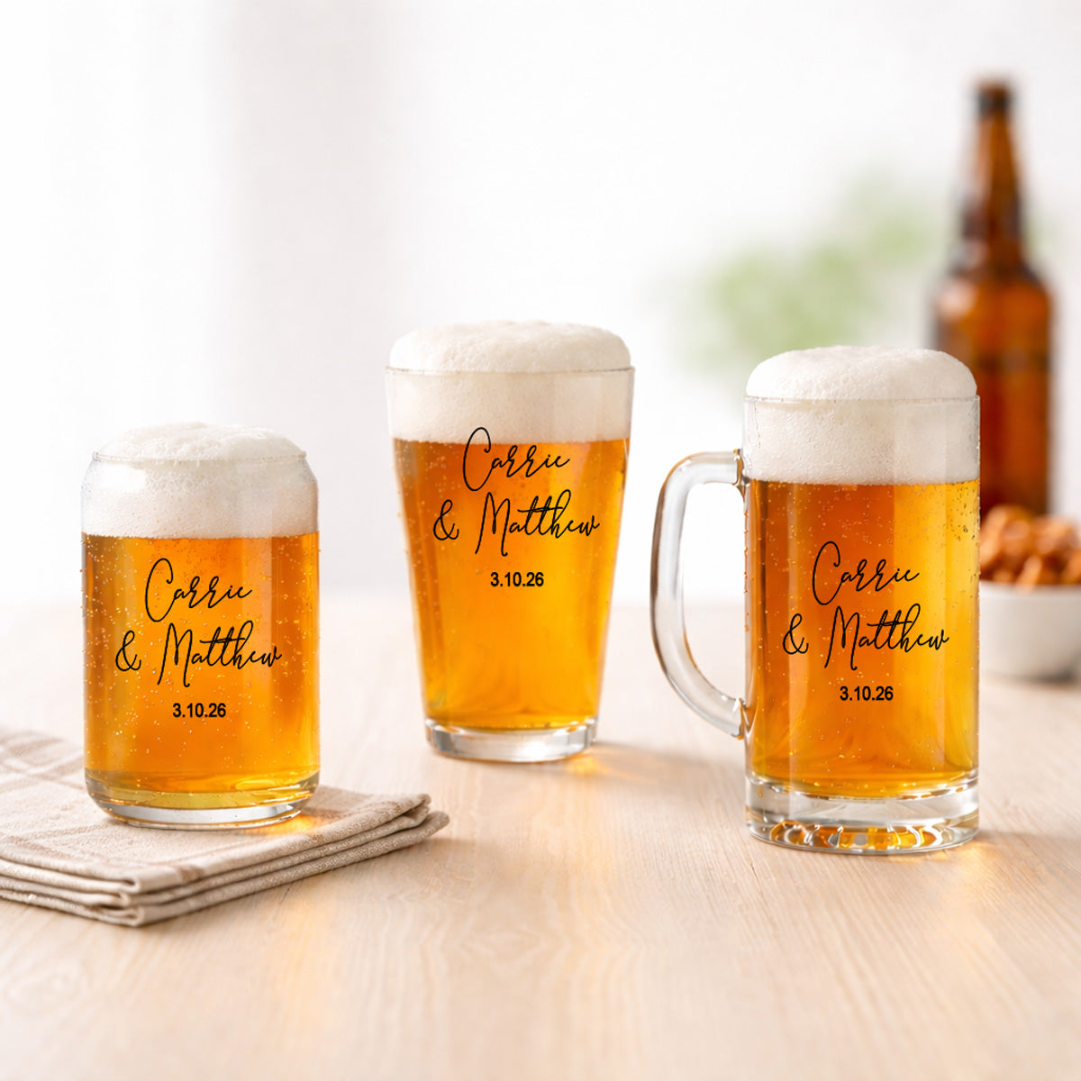 Couple Names Personalized Pint Beer Glass (Set of 18)