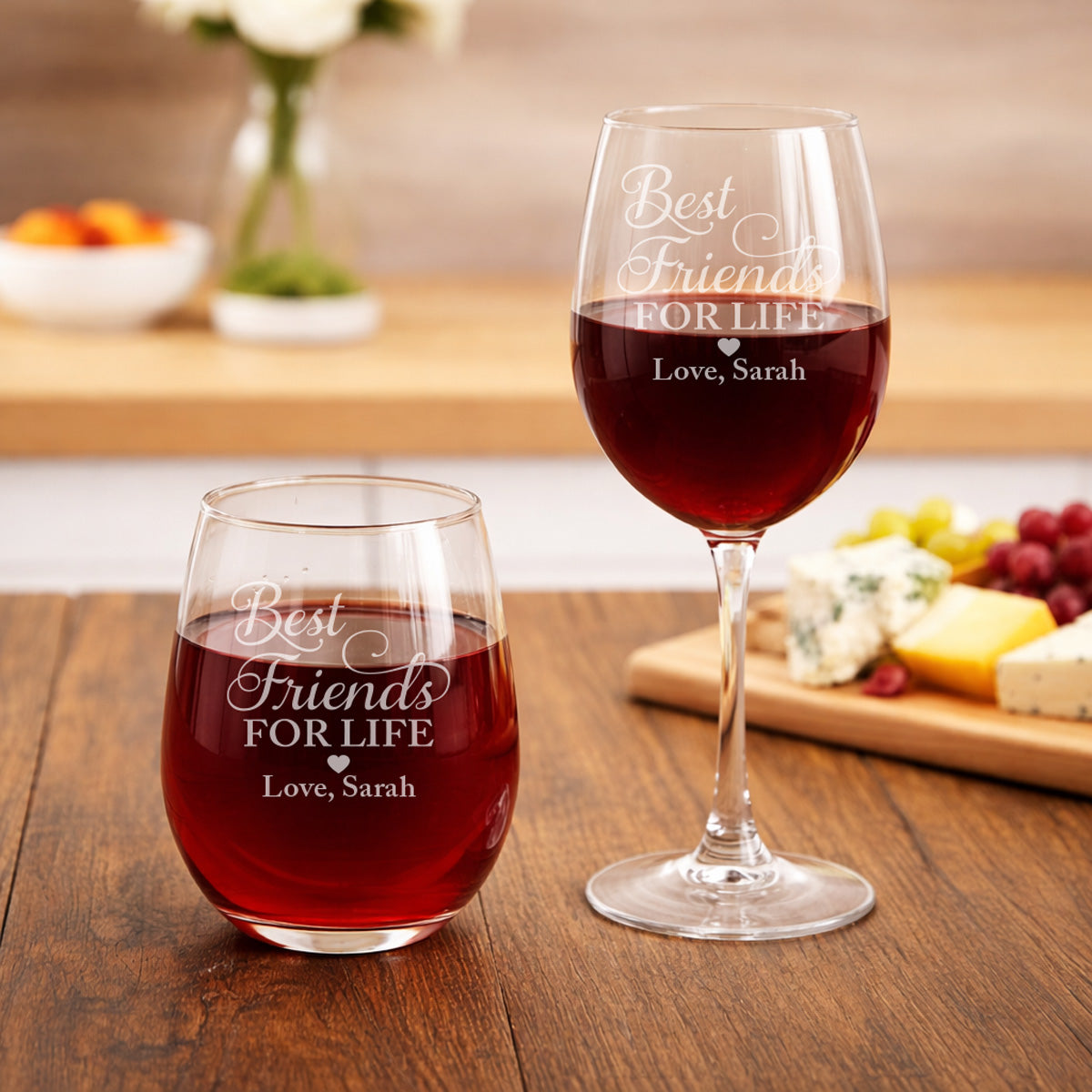 Best Friends For Life Personalized Wine Glass
