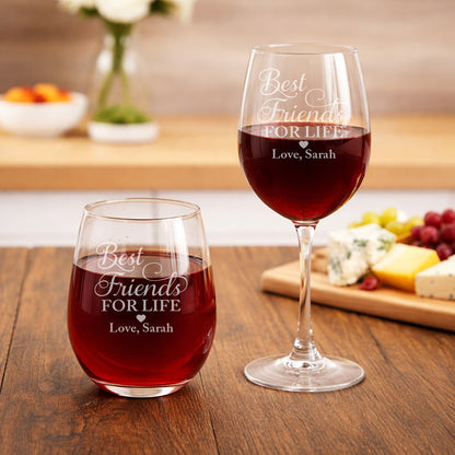 Best Friends For Life Personalized Wine Glass