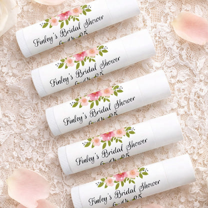 Flower Bridal Shower Personalized Lip Balm Favors (Set of 12)