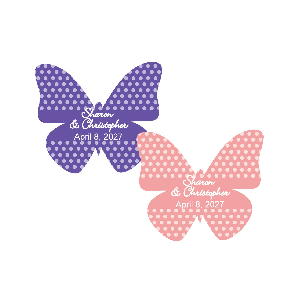 Butterfly Polka Dot Personalized Die-Cut Favor Labels (Set of 24)
