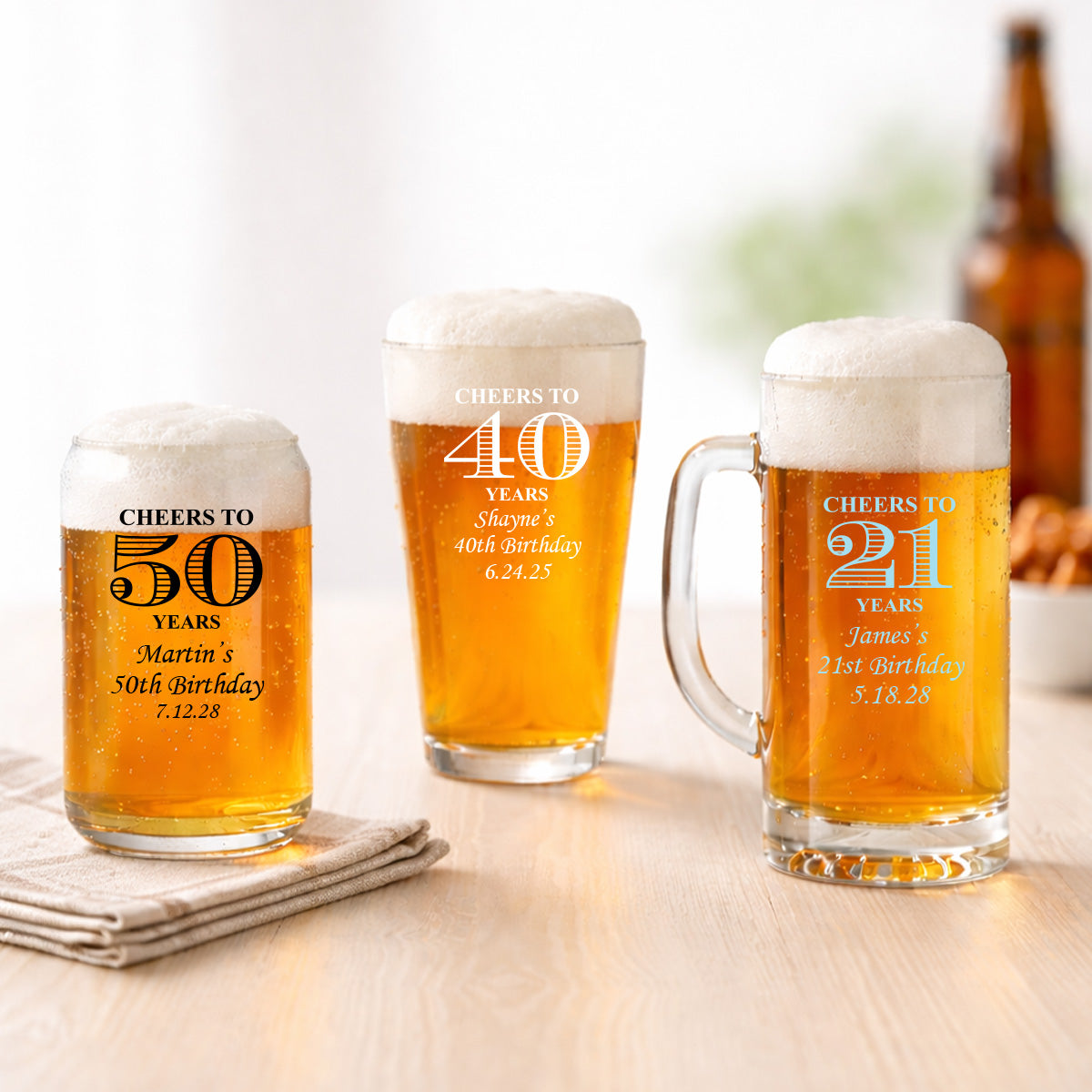 Cheers to Years Personalized Beer Glass (Set of 18)
