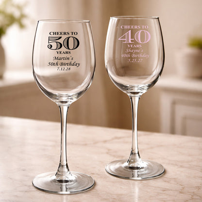 Cheers to Years Personalized Wine Glass with Stem (Set of 24)