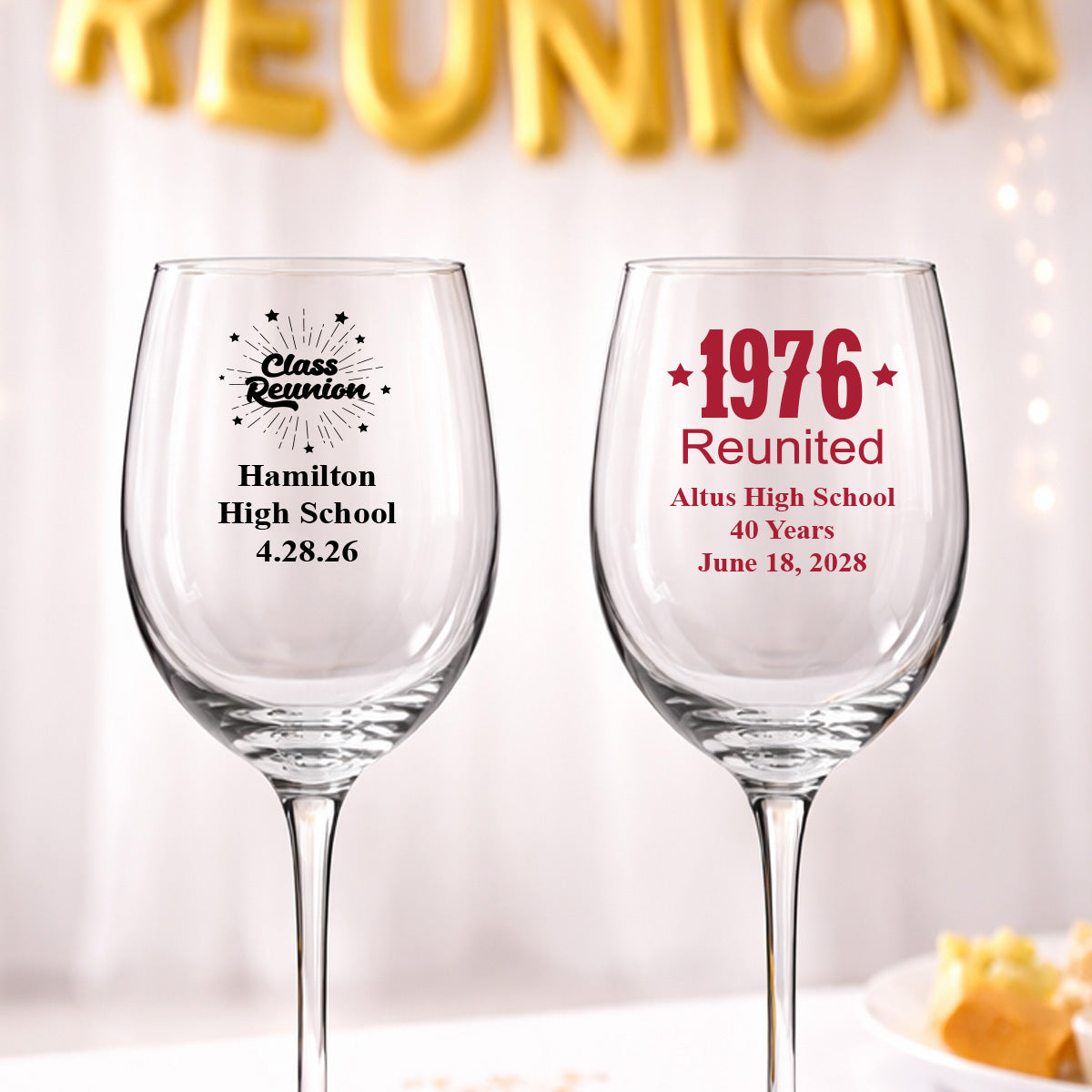 Class Reunion Personalized Wine Glass with Stem (Set of 24)