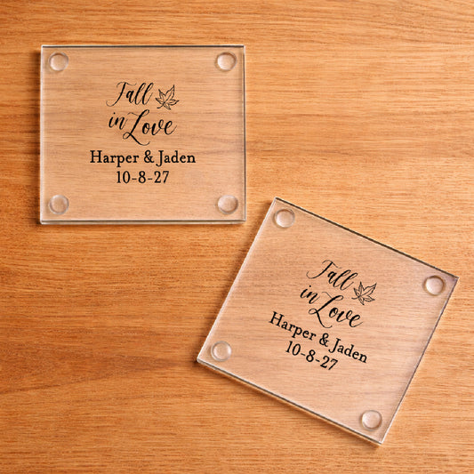 Fall In Love Personalized Glass Coaster (Set of 24)