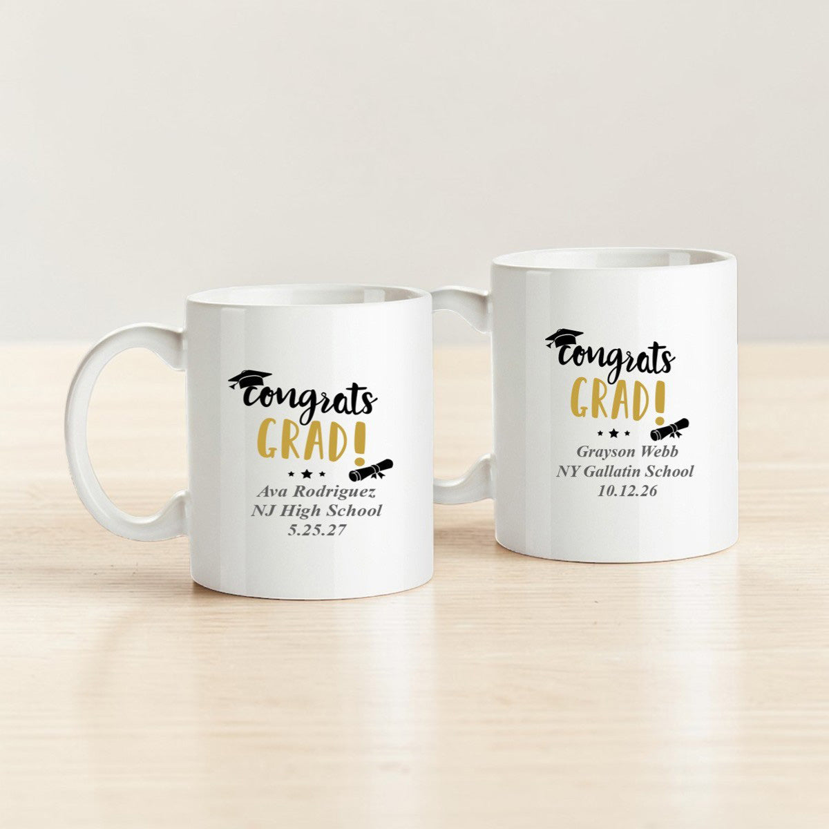 Congrats Grad Personalized White Ceramic Coffee Mug (Set of 12)