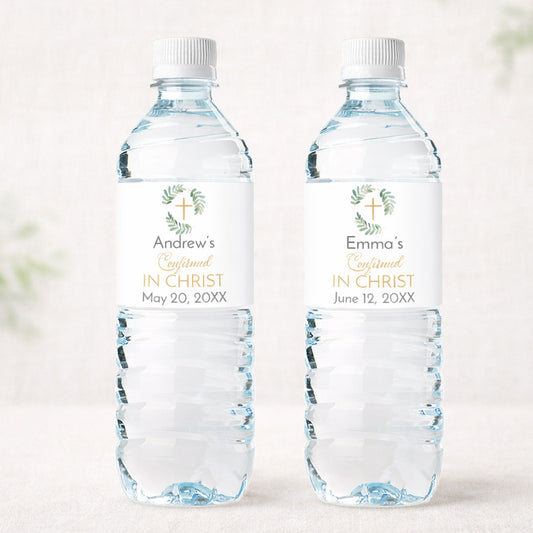 Confirmed In Christ Personalized Water Bottle Labels (Set of 12)