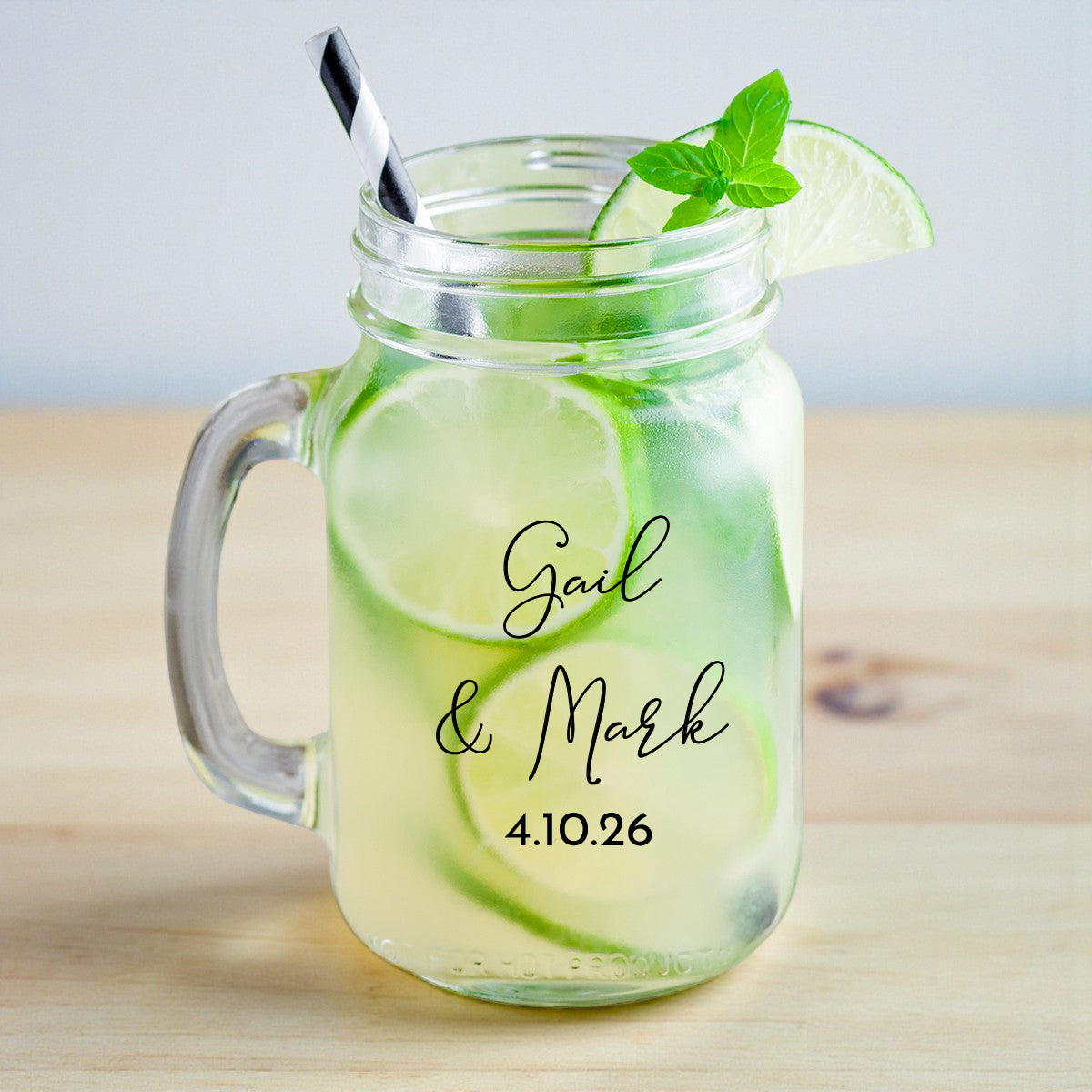 Couple Names Personalized Mason Glass Mug (Set of 18)