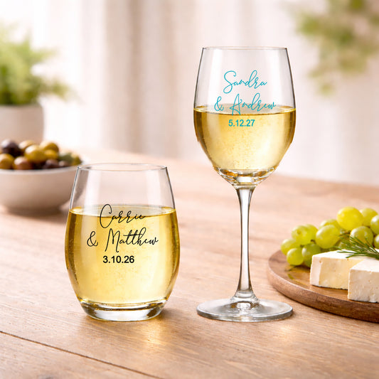 Couple Names Personalized Wine Glass (Set of 24)