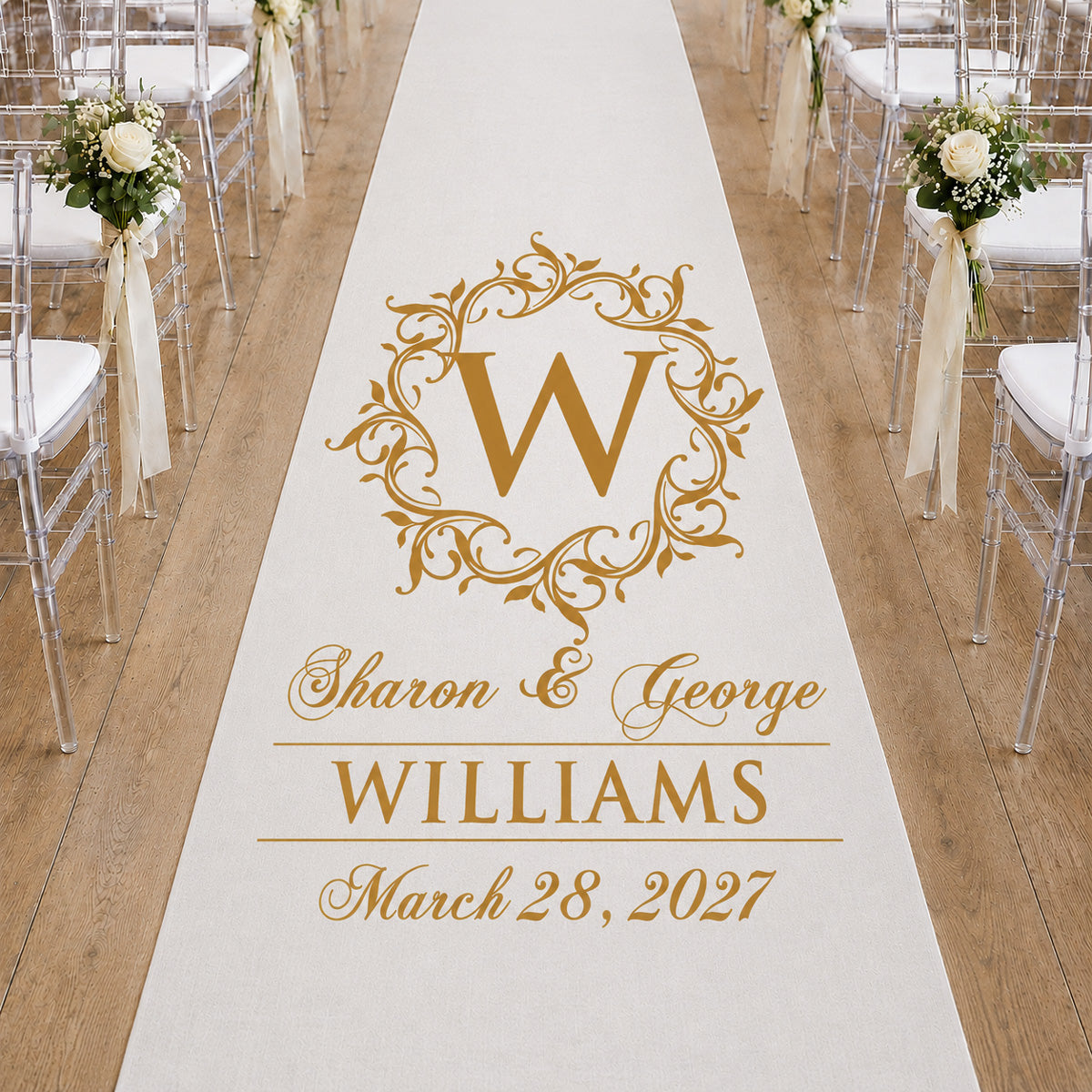 Monogram Personalized Anniversary Wedding Aisle Runner