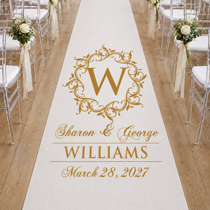 Monogram Personalized Anniversary Wedding Aisle Runner