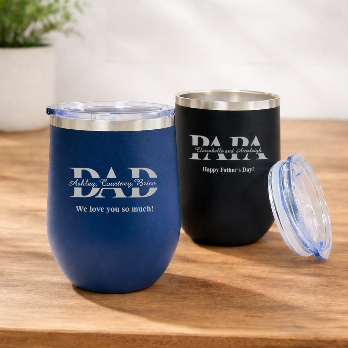Dad or Papa Custom Personalized Stainless Steel Insulated Stemless Wine Cup