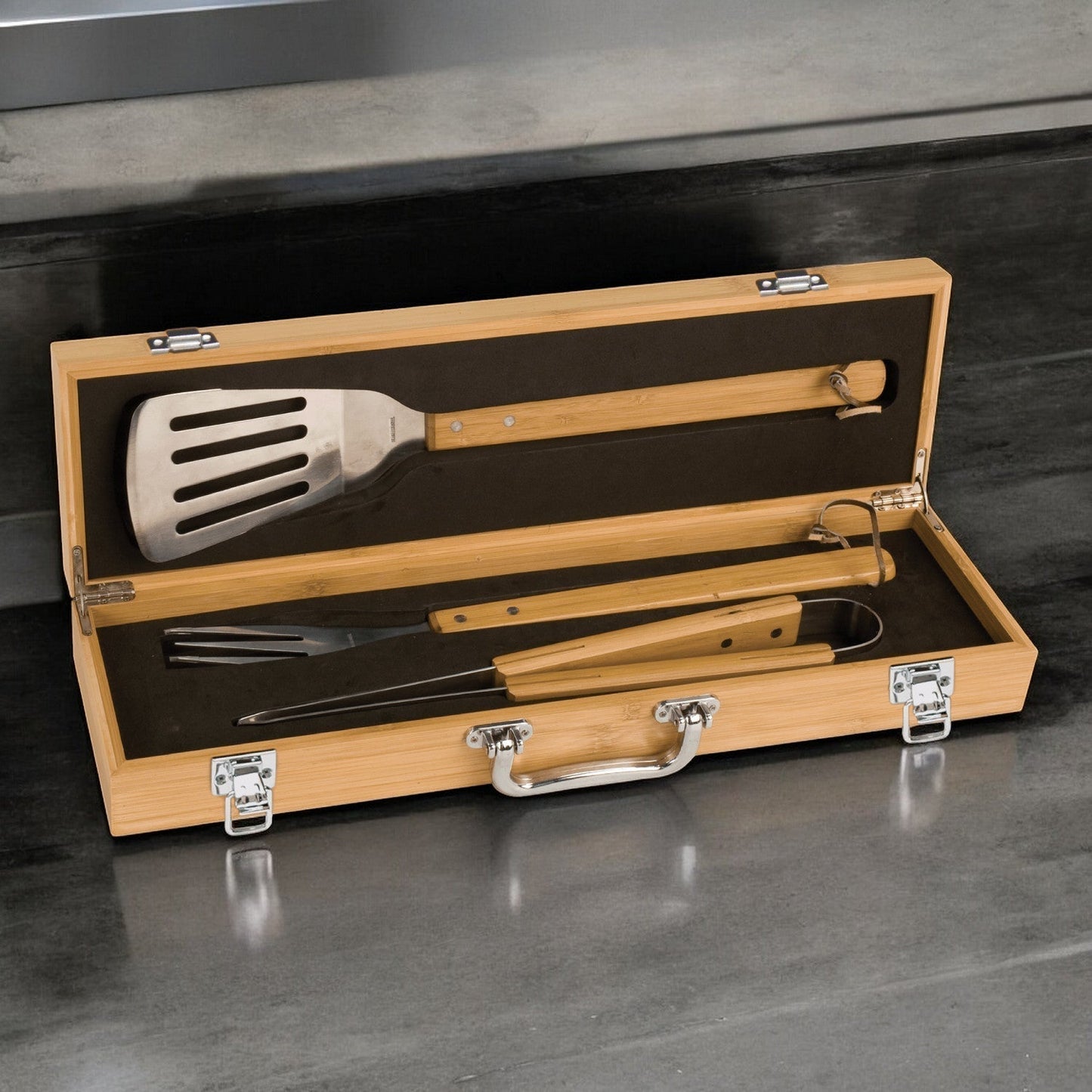 Football Personalized Bamboo Barbeque Tools Gift Set