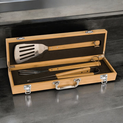 Football Personalized Bamboo Barbeque Tools Gift Set