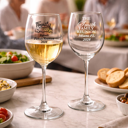 Family Reunion Personalized Wine Glass with Stem (Set of 24)