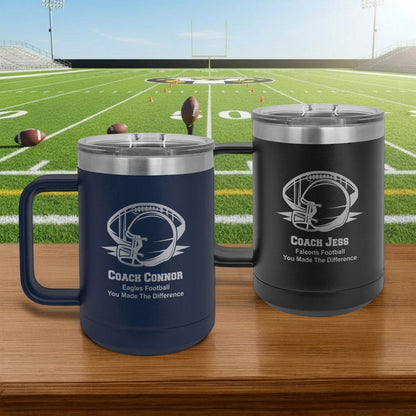 Football Personalized 15 oz Vacuum Insulated Stainless Steel Travel Mug