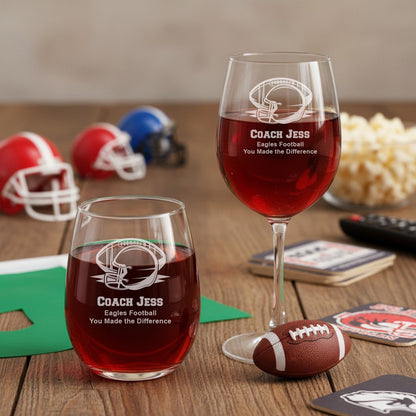 Football Personalized Wine Glass