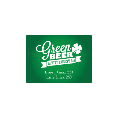 Green Beer Happy St. Patrick's Day Personalized Beer Bottle Labels & Bottle Carrier