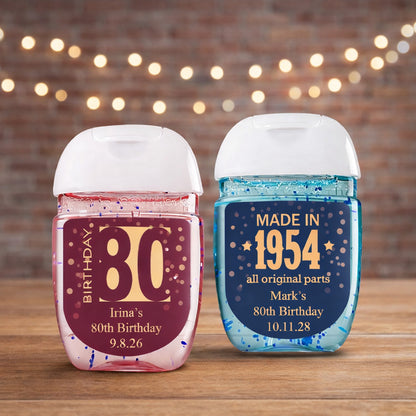 80th Birthday Personalized Loop Sanitizer Labels (Set of 20)