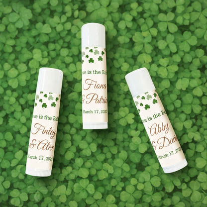 Irish Shamrock Confetti Personalized Lip Balm Favors (Set of 12)